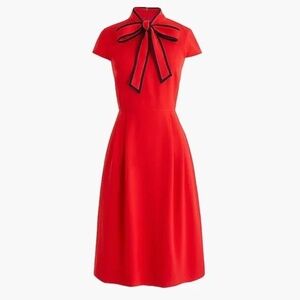 J. Crew Red tie-neck dress in 365 crepe size 8